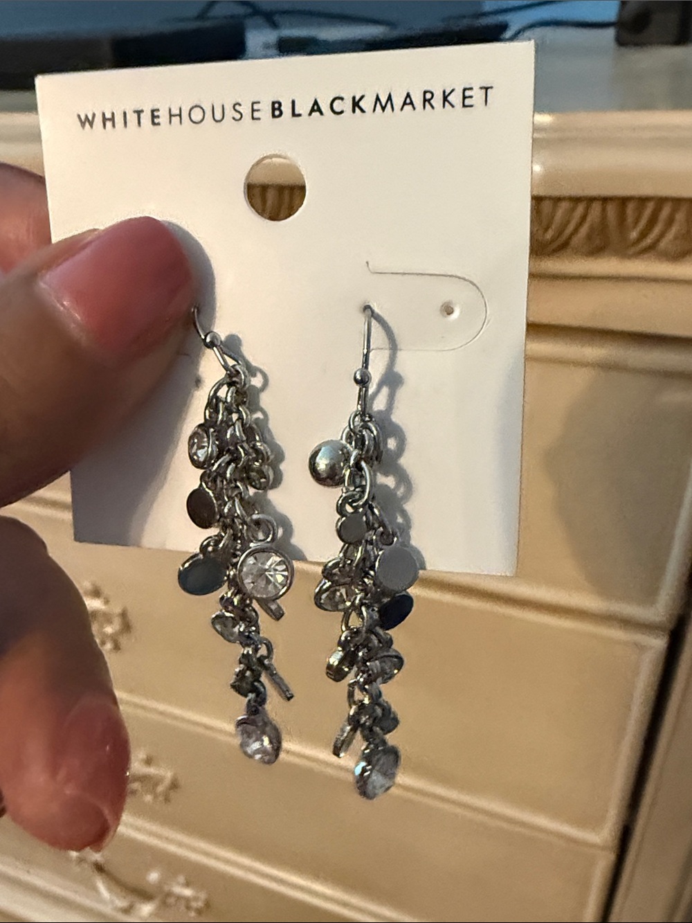 White House Black Market Silver Multi-Disc Dangle Earrings